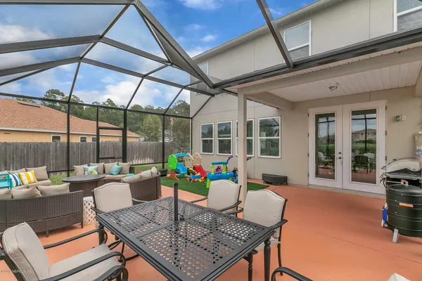 a outdoor living space with furniture