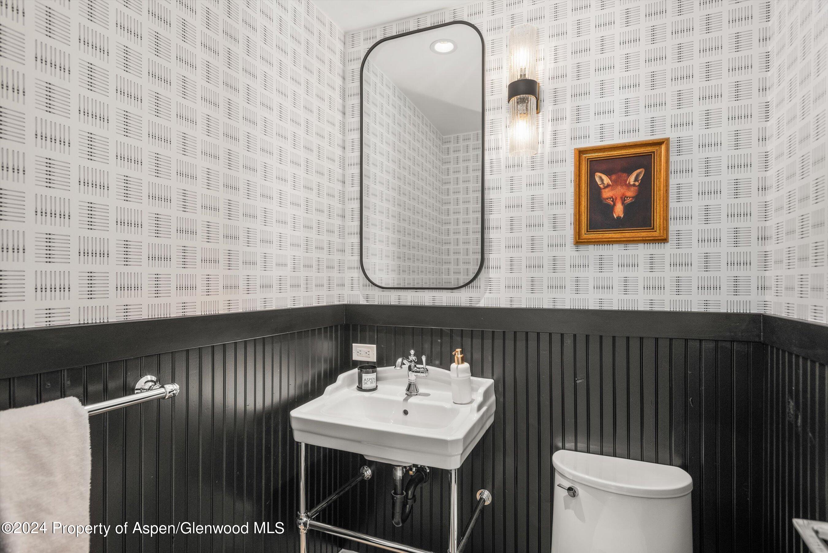 91 Alexander Avenue Snowmass, CO 81654 - Photo 31 of 32 a bathroom with a sink a toilet and mirror