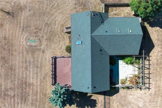 an aerial view of a house