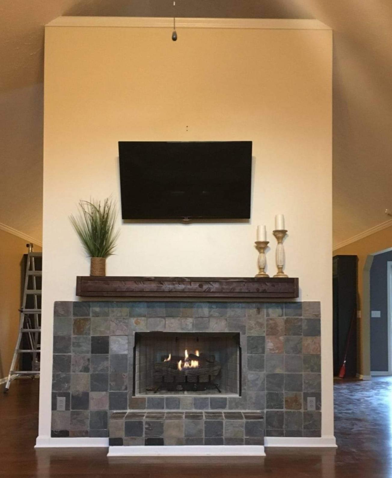 337 Brandon Road Manchester, TN 37355 - Photo 14 of 16 a living room with a fireplace and a potted plant