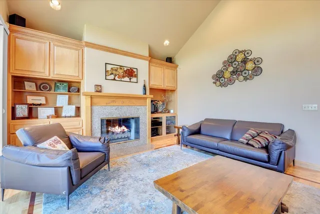 a view of a lake with a big yard