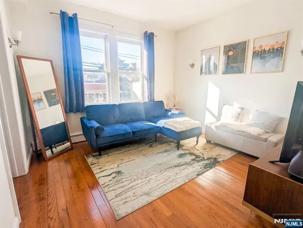 a living room with furniture and a rug