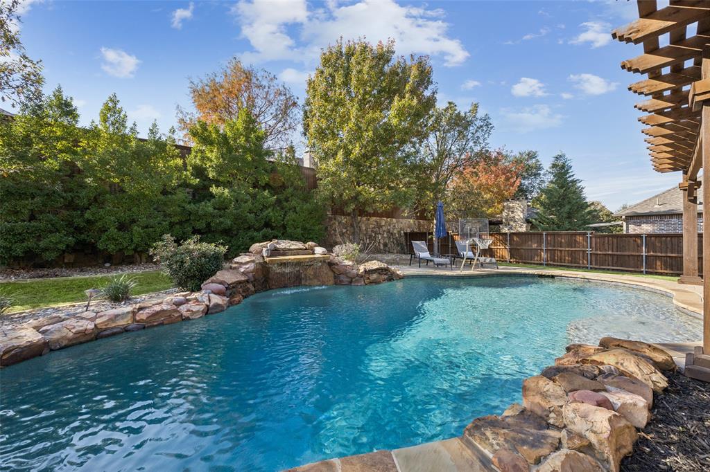 4020 Chama Street Prosper, TX 75078 - Photo 35 of 40 a view of yard with swimming pool and green space