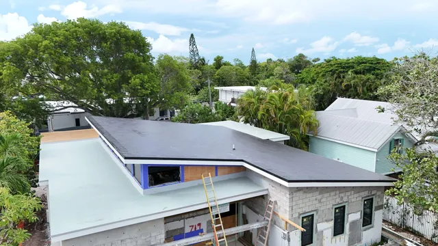 an aerial view of a house