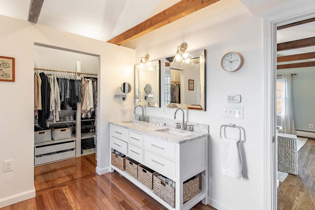 4 Abernathy Way Marblehead, MA 01945 - Photo 21 of 28 a bathroom with a double vanity sink mirror and tub