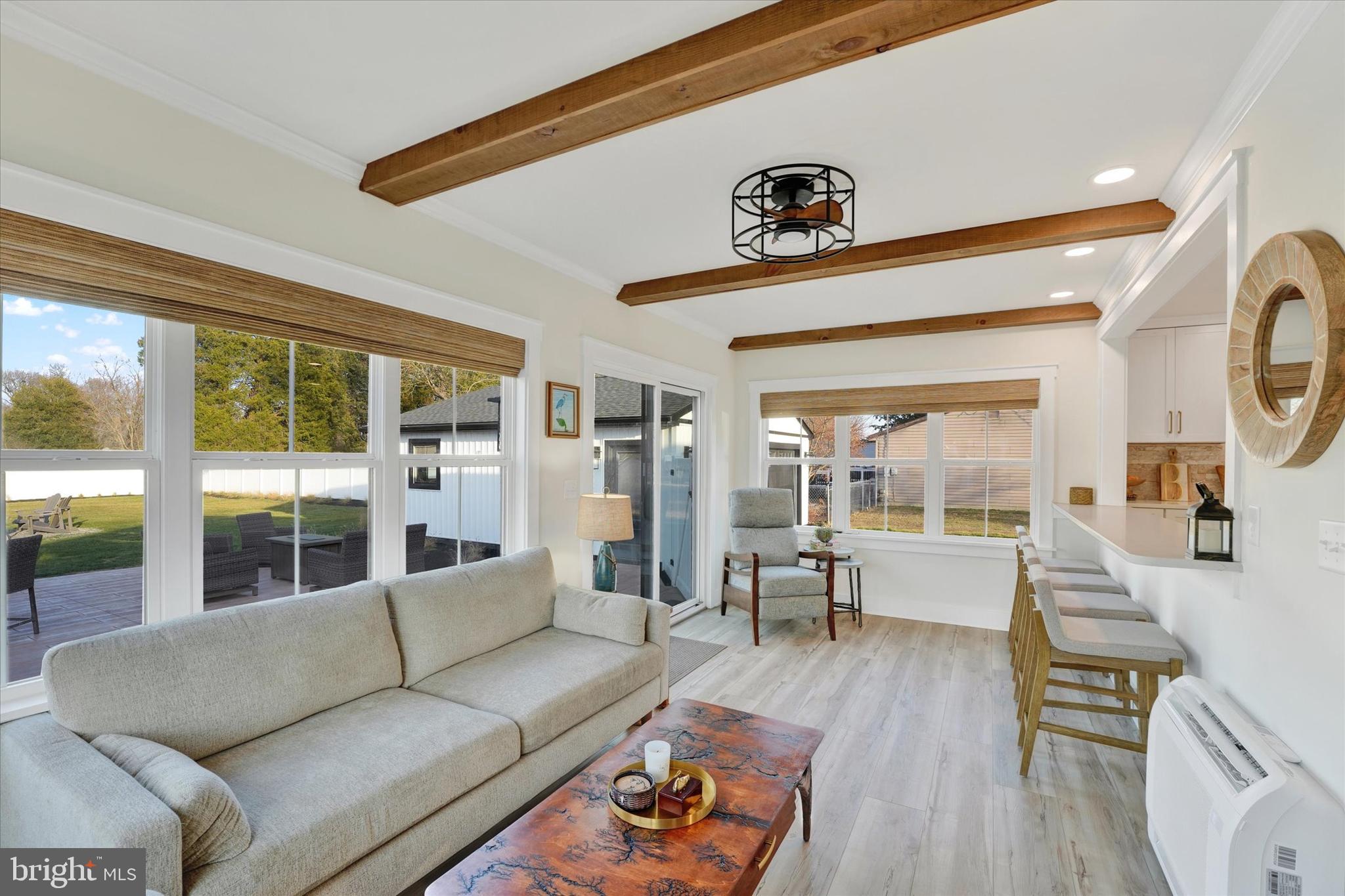 147 Elkmore Road Elkton, MD 21921 - Photo 18 of 52 Wood Beamed Ceiling in Sunroom w/Sliders to Patio