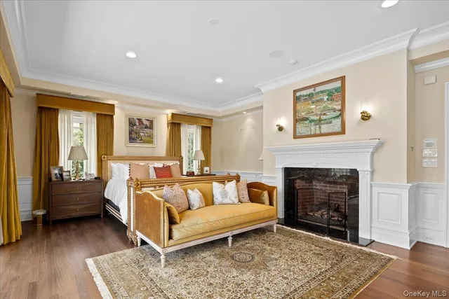 a living room with a couch and a fireplace