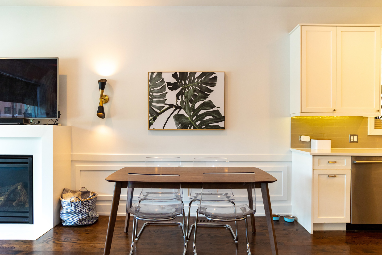 2453 West Irving Park Road, Unit 1E Chicago, IL 60618 - Photo 4 of 23 a view of a dining room with furniture and wooden floor