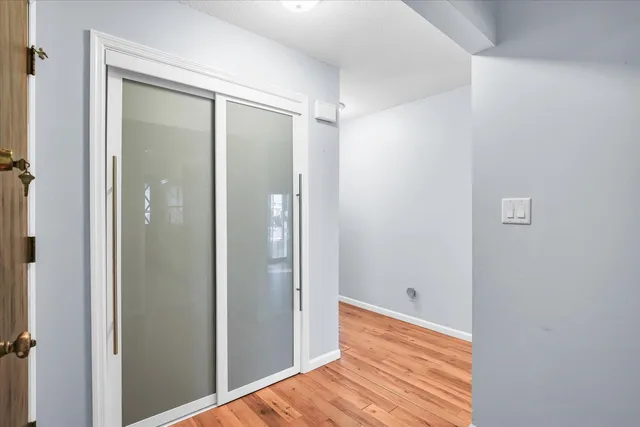 an empty room with windows