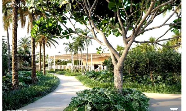 a view of a park with a tree