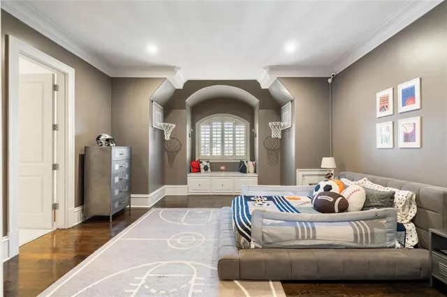 a living room with furniture and windows