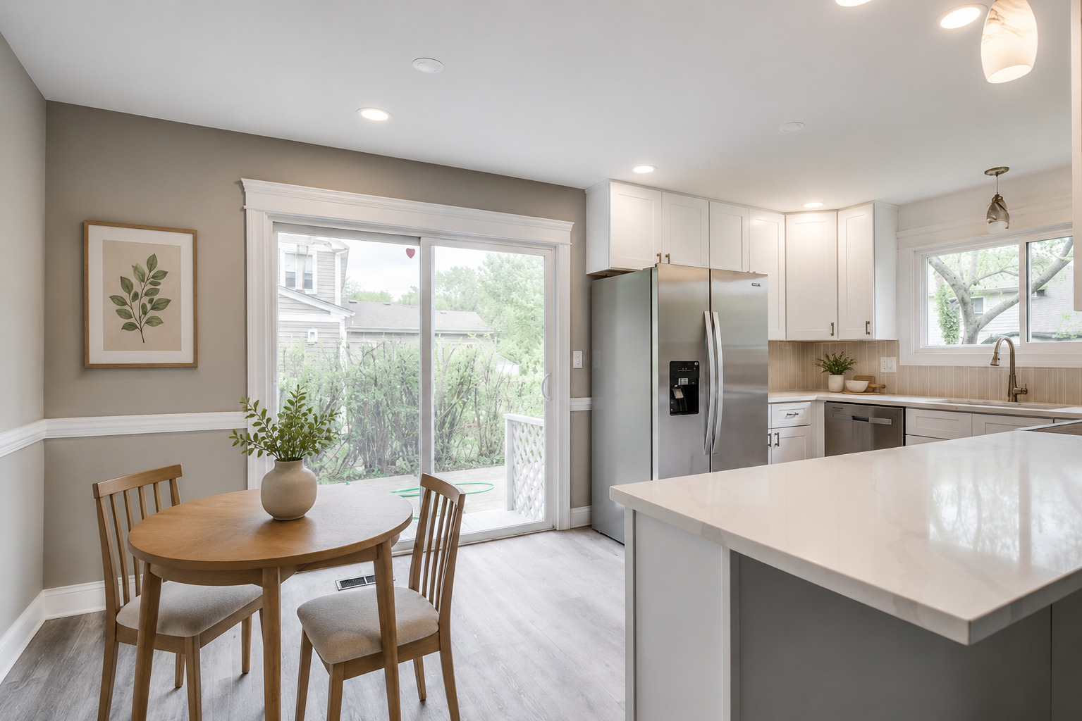 106 Foxcroft Road Naperville, IL 60565 - Photo 8 of 21 a kitchen with stainless steel appliances a dining table chairs and granite counter tops