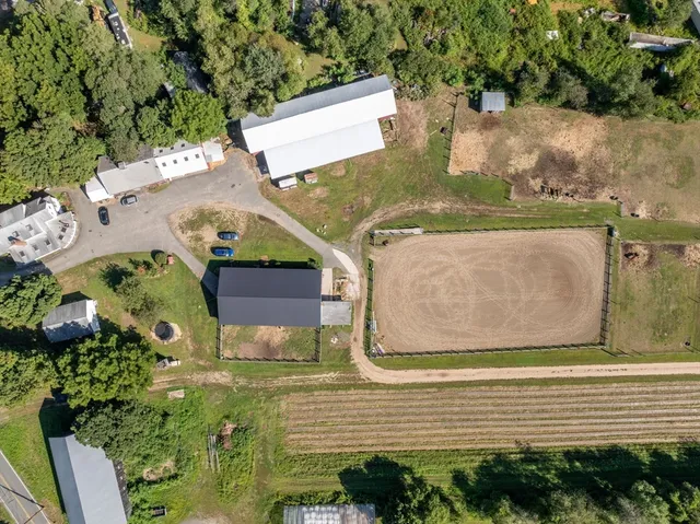 an aerial view of a residential houses