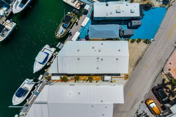 an aerial view of a house