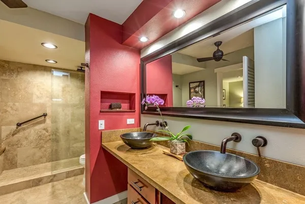 a bathroom with a shower