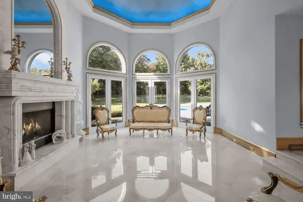 a view of a livingroom from a hallway