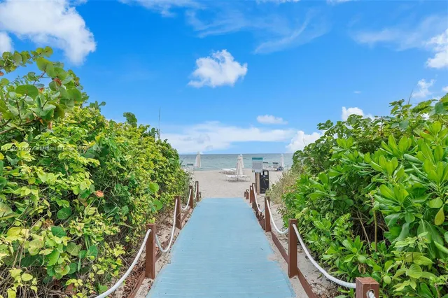 a view of a garden with a pathway