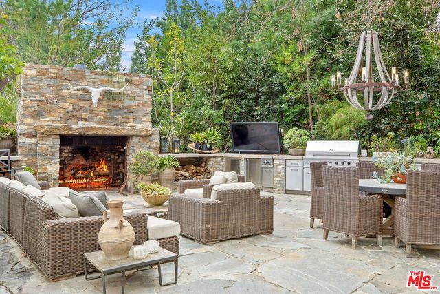 a building outdoor space with patio furniture