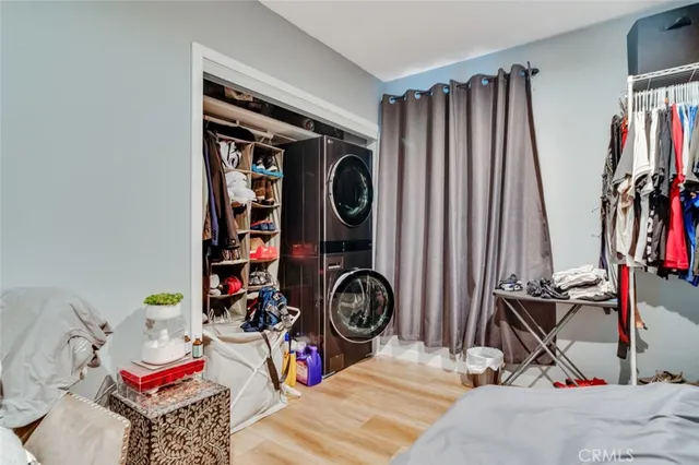 a view of a building with sitting area