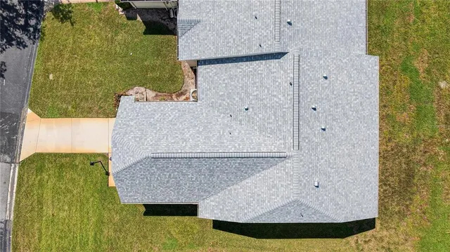 an aerial view of a house