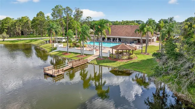 an outdoor space with furniture