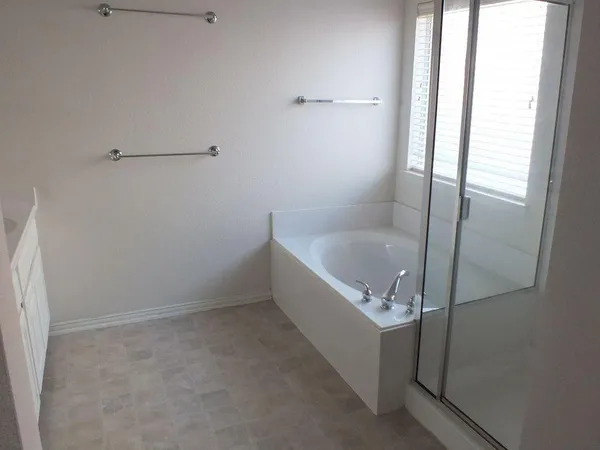a bathroom with a bathtub