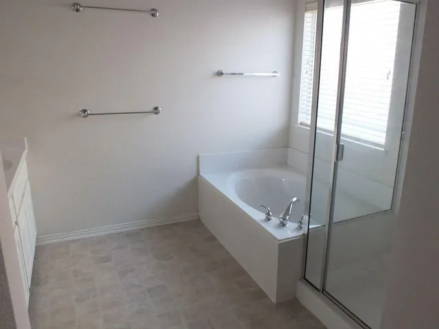 a bathroom with a bathtub