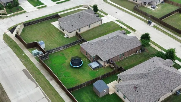 an aerial view of a house
