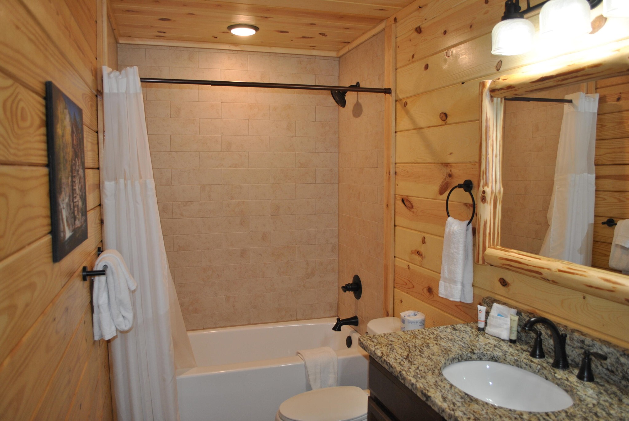 222 Forrest Loop Way Gatlinburg, TN 37738 - Photo 10 of 17 a bathroom with a granite countertop sink toilet and shower