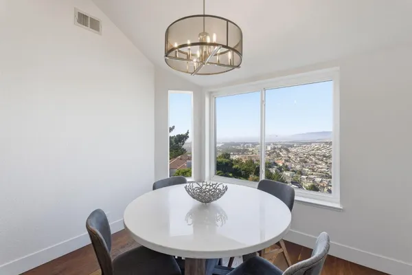 a view of a balcony from a window