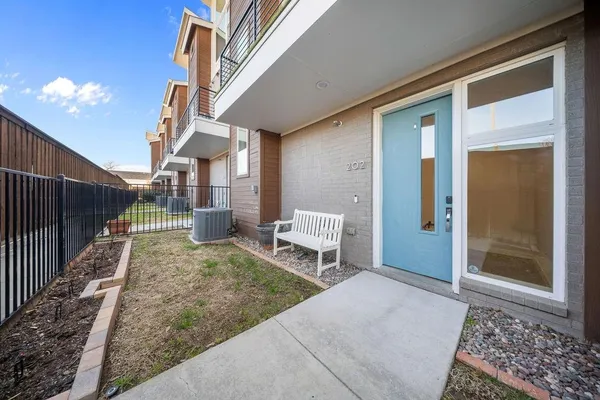 a front view of a multi story building