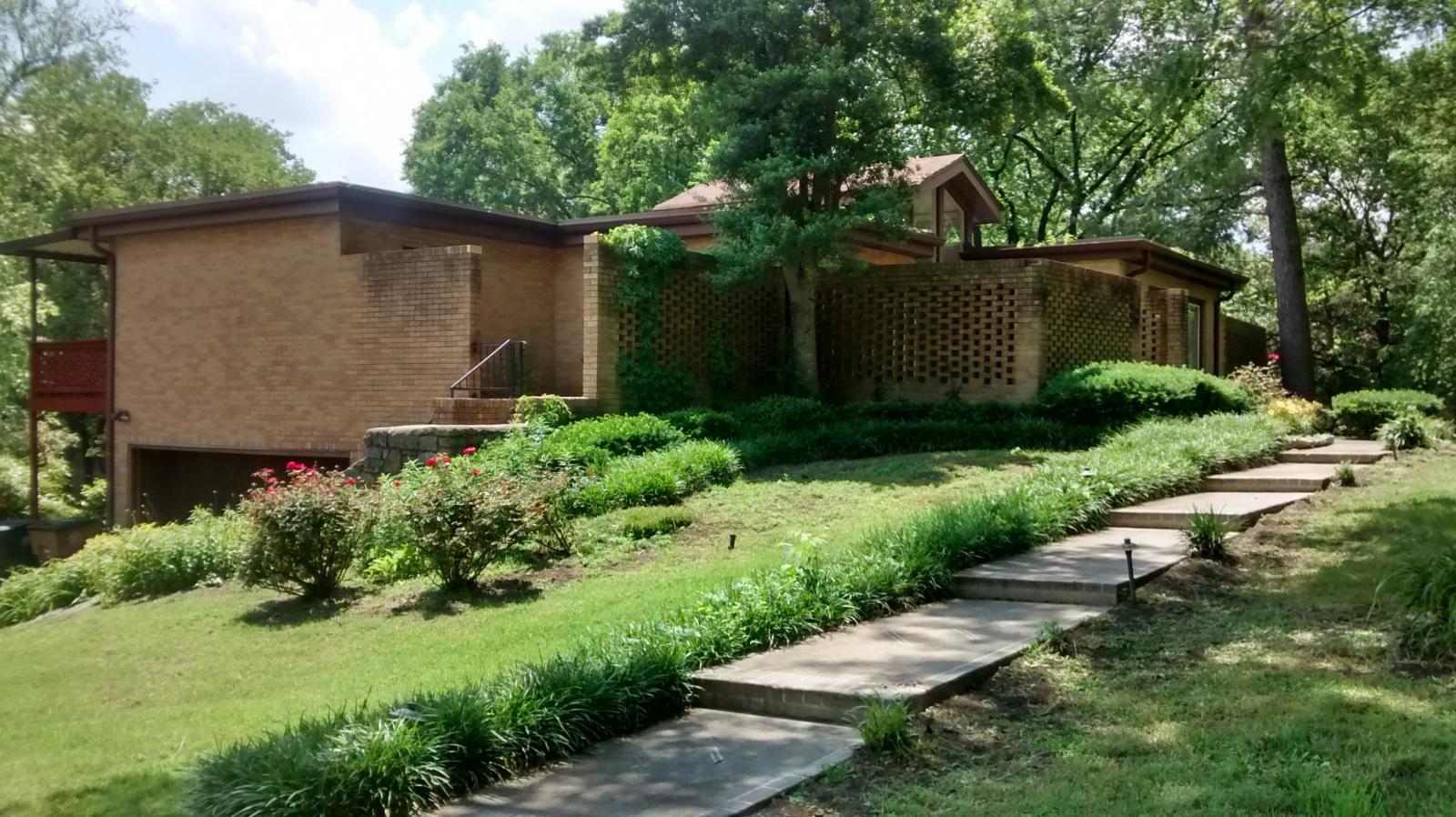 Private Terrace at Side Entrance above Garage and Landscaped Front Walkway