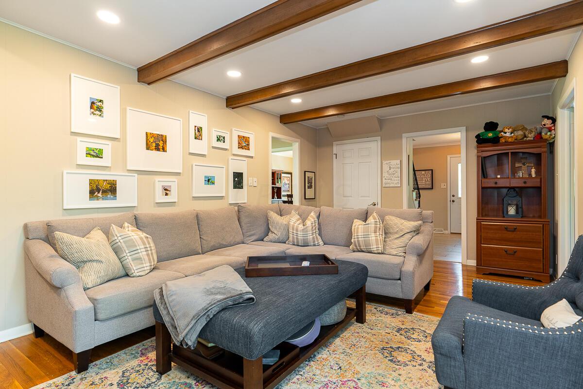 5905 Litchfield Road Columbus, OH 43235 - Photo 15 of 39 Beautiful family room with wood beams and wood floors