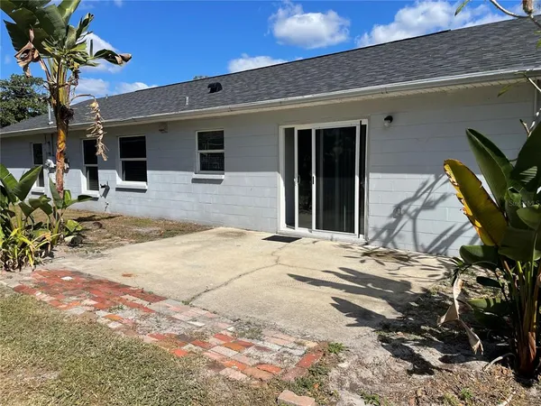 a view of a house with a patio