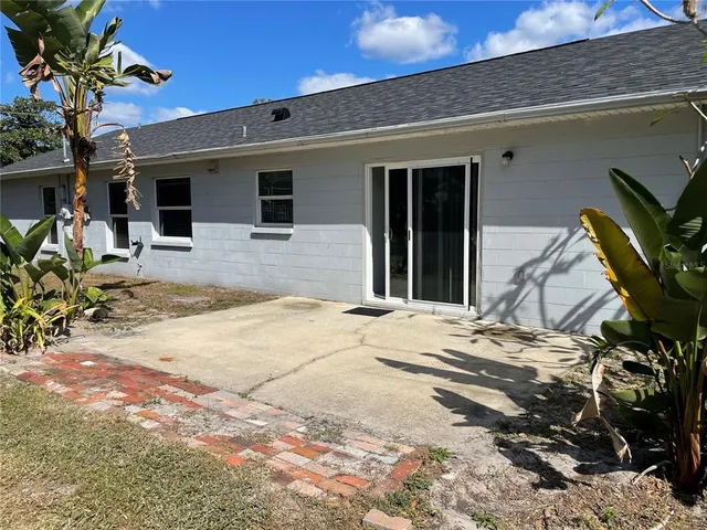 a view of a house with a patio