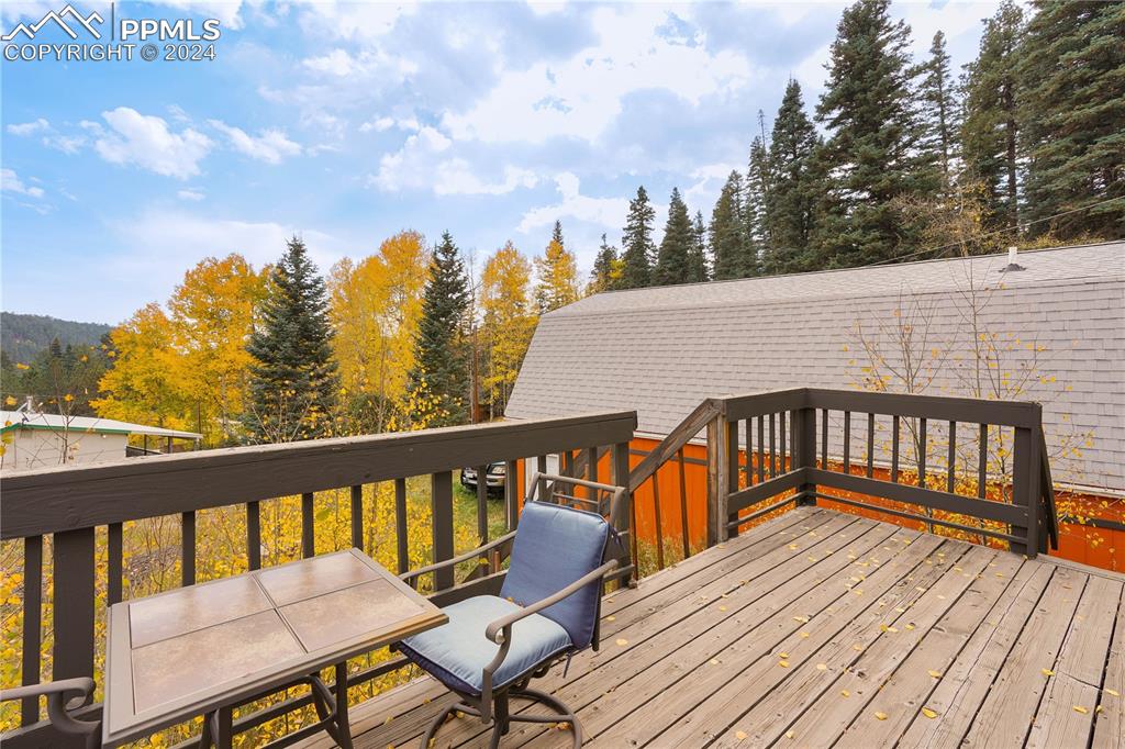 48 Angel Road Rye, CO 81069 - Photo 16 of 25 a balcony with wooden benches and wooden fence