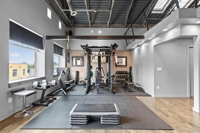 a view of a room with gym equipment