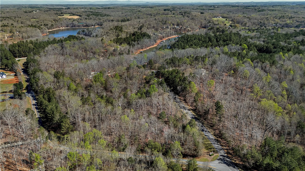 3.53 Coneross Point Drive Seneca, SC 29678 - Photo 3 of 13 This elevated view captures a large, wooded expanse with a winding lake and distant hills.