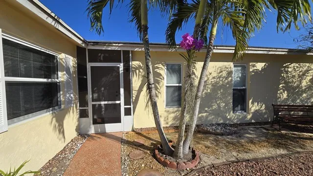 a view of a house with a patio