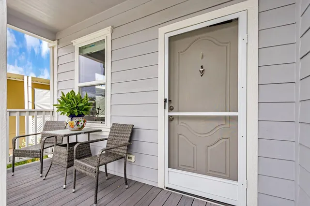 a view of porch with seating space