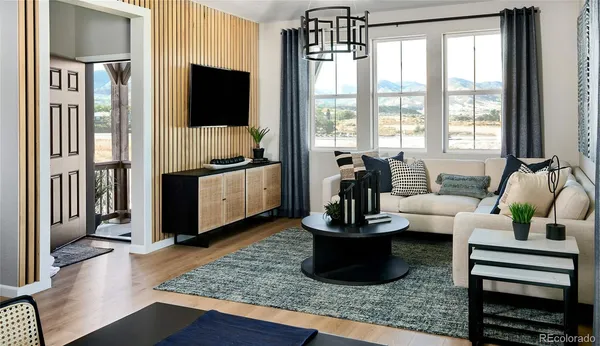 a living room with furniture