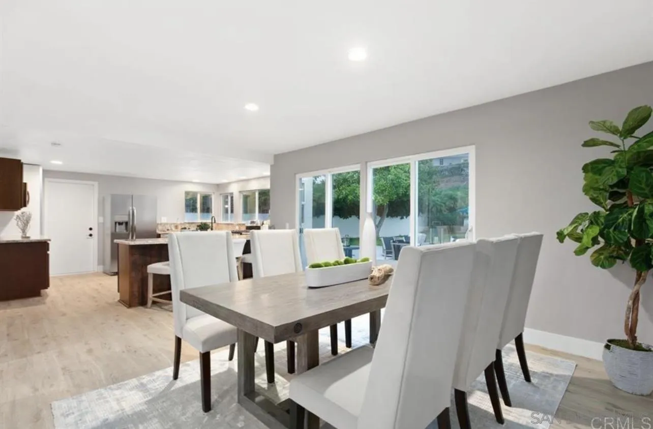 5957 Avenida Chamnez La Jolla, CA 92037 - Photo 14 of 28 a view of a dining room with furniture window and wooden floor