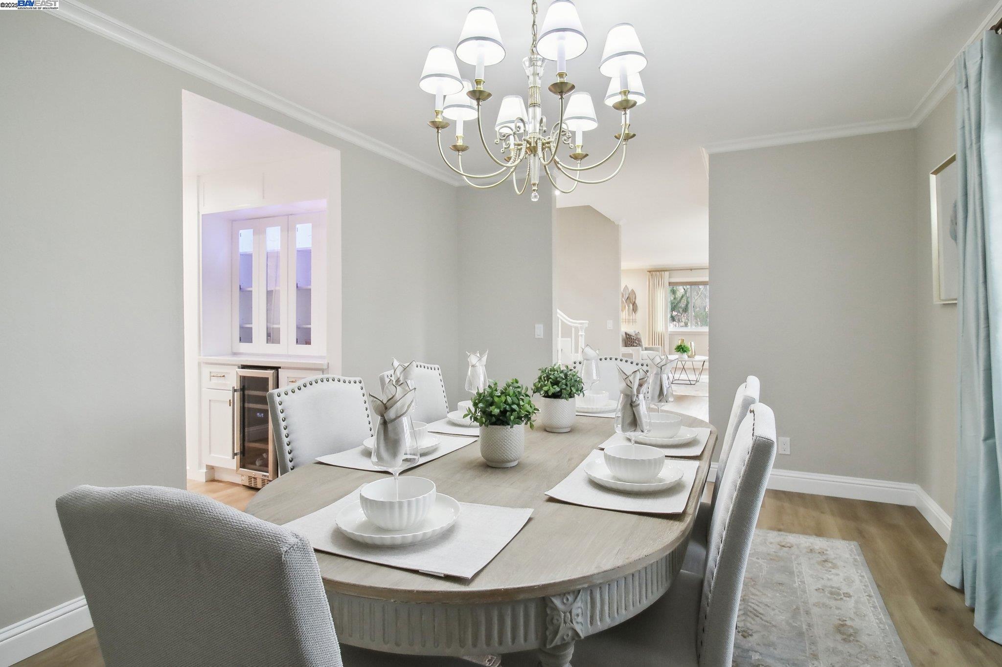 484 El Pintado Road Danville, CA 94526 - Photo 26 of 60 a dining room with furniture a chandelier and wooden floor