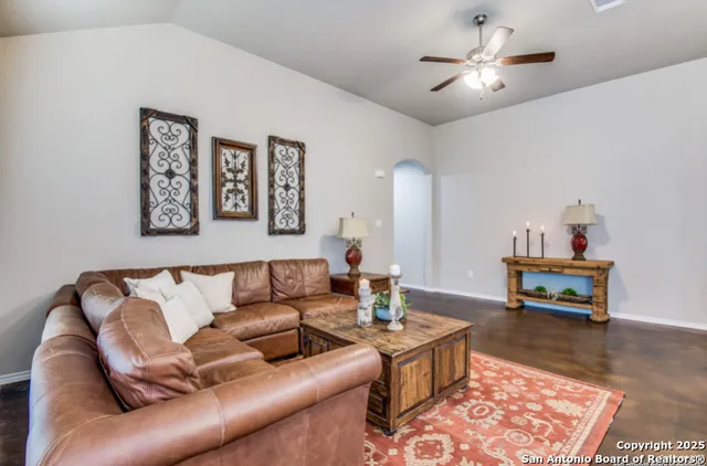 a living room with furniture