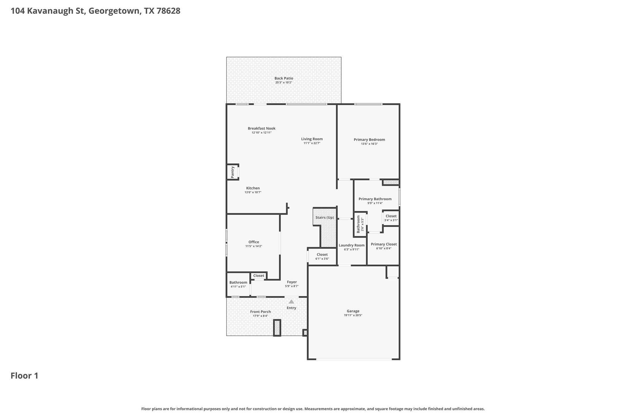 104 Kavanaugh Street Georgetown, TX 78628 - Photo 29 of 30 1st floor - floor plan with measurements
