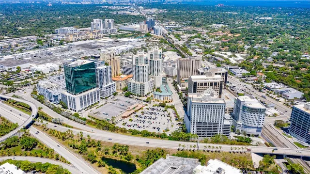 a view of a city with tall buildings