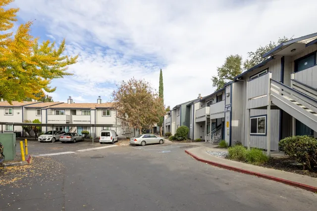 a car parked in front of a building