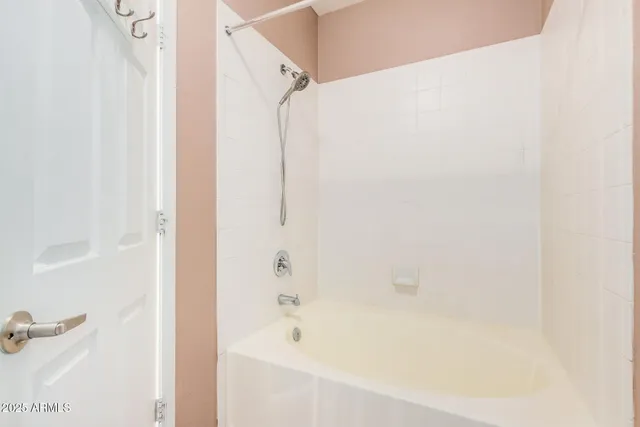 a bathroom with a bathtub