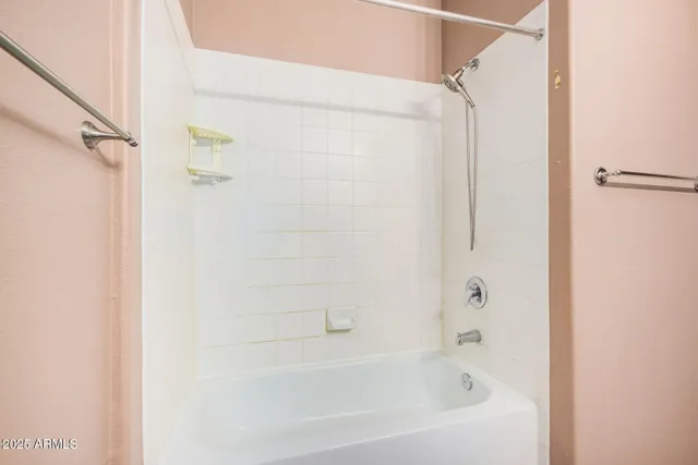 a bathroom with a bathtub