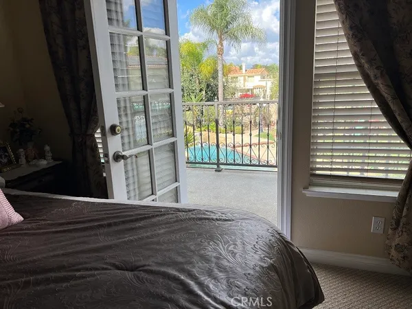 a view of a balcony with an outdoor space